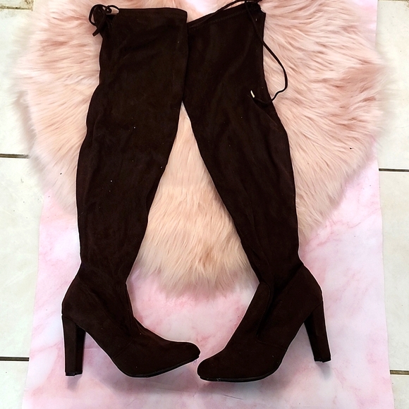 Brand New FASHION FAUX SUEDE Thigh-Hi Boots-7.5 - Picture 2 of 5